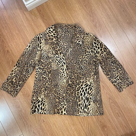 Vintage Leopard Print Collared Button-Up Blouse - M - Picture 6 of 16